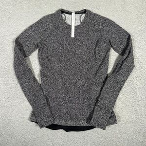 Lululemon Shirt Womens 6 Black White Pattern Its Rulu‎ Run Long Sleeve Active